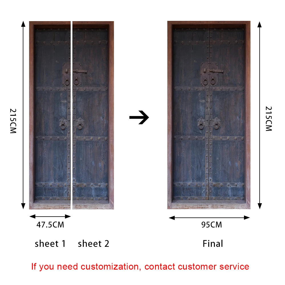 Chinese Wooden Door Wall Stickers - DIY Mural Peel & Stick Wallpaper for Home Decor