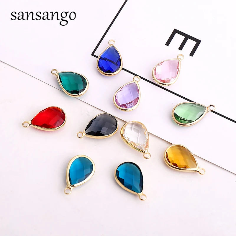 10pcs Water Drop Charms Crystal Alloy Pendants for Jewelry Making DIY Earrings Necklace