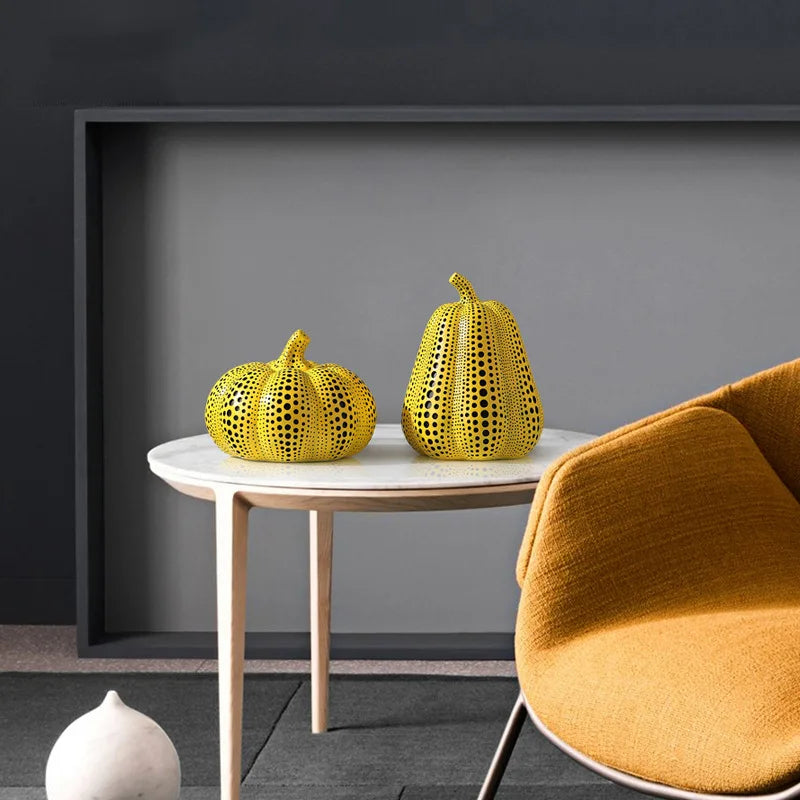 Modern Pumpkin Kusama Yayoi Artistic Sculpture Bird Ornament Home Decor
