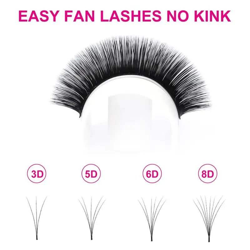 Pre-Made Flare Eyelash Extensions 10-Row Rapid Fan Silk Lashes for Volume