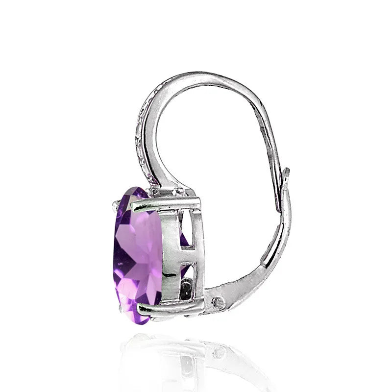 925 Sterling Silver Earrings with Colorful Gemstones and 18k Gold Ear Buckle for Women