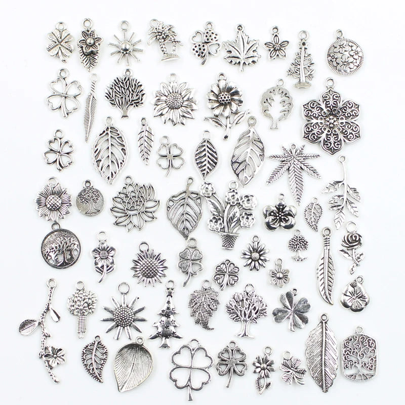 30pcs Charms Sun Moon Horse Crown Leaf Fish Clover Jewelry Making Findings