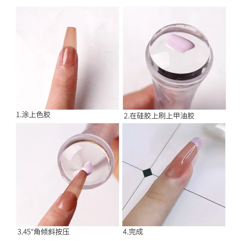 Transparent Silicone Nail Art Stamp Kit for French Manicure & Gel Polish