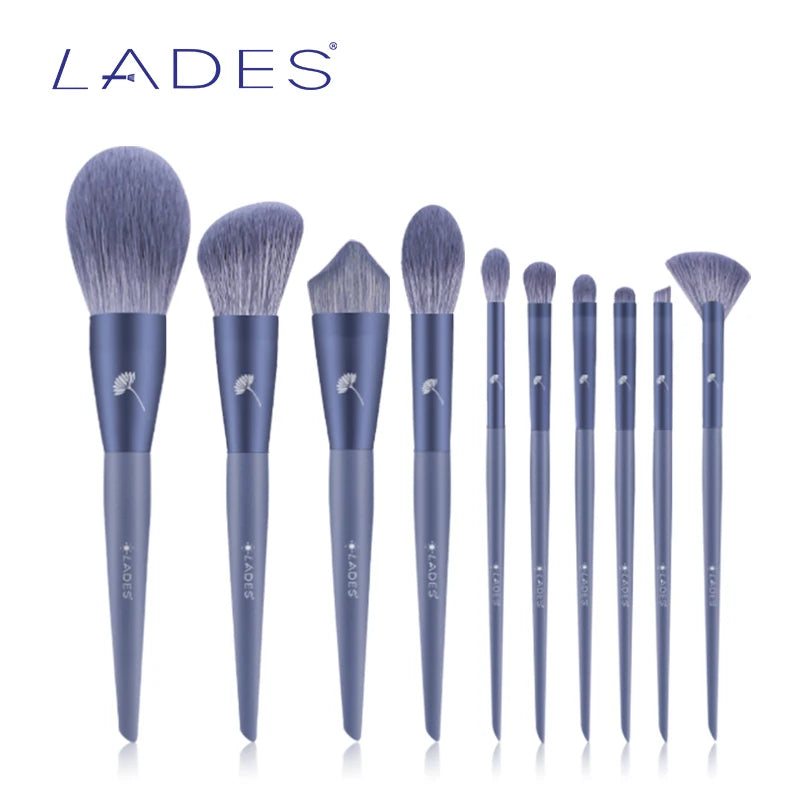 10-Piece Makeup Brush Set with Pouch - Powder, Foundation, Eyeshadow, Blush