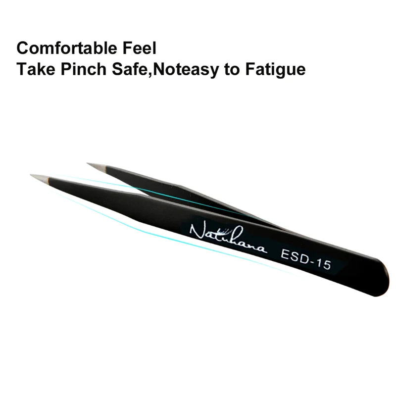 Eyelash Extension Tweezers - Anti-Static, Precision, Curved & Straight Makeup Tool