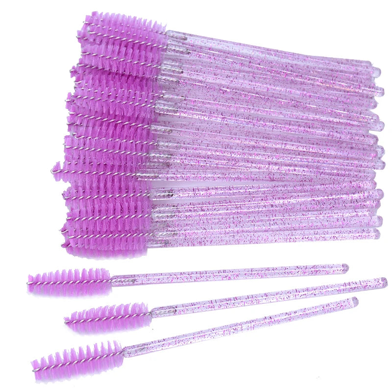 Disposable Micro Glitter Eyelash Mascara Wands Set - 50 Pcs Makeup Tools