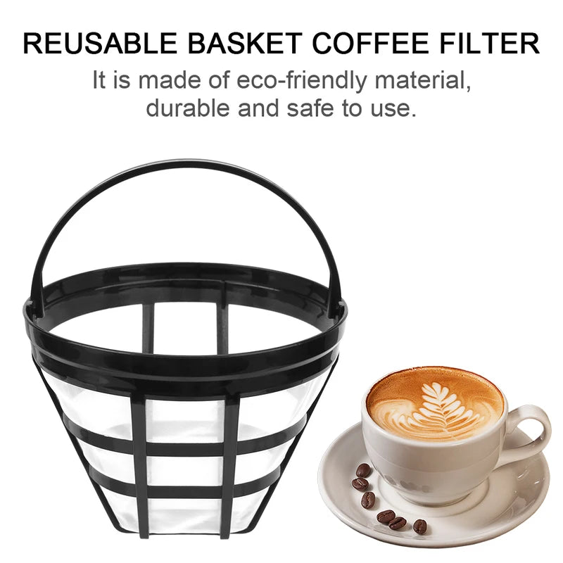 Reusable Coffee Machine Mesh Filter Basket for Most Coffee Makers - Black