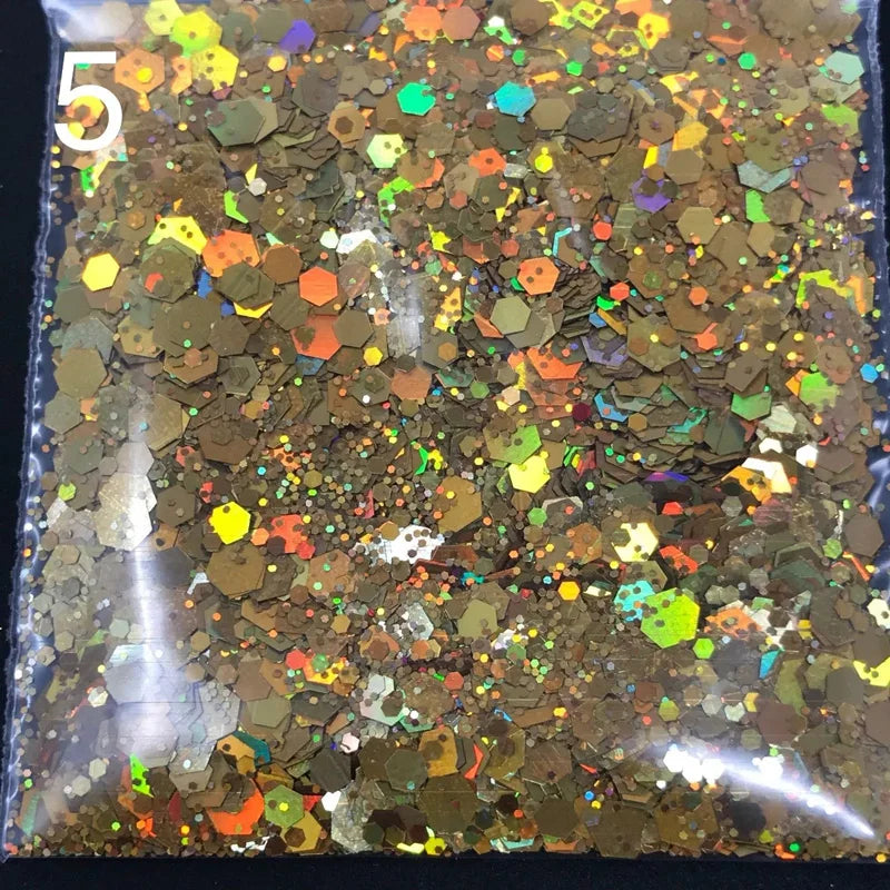 Cosmetic Grade Holographic Glitter Mix Bundle - 25 Colors, Chunky & Fine For Nails, Makeup & Crafts
