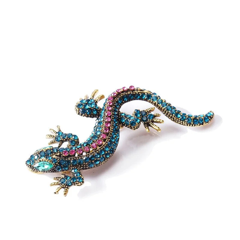 Vintage Lizard Rhinestone Brooch Pin for Women - Geckos Jewelry Accessory