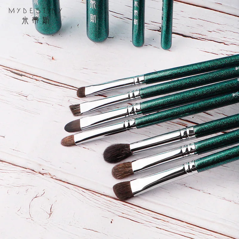 11-Piece Makeup Brush Set with Goat, Pony & Synthetic Hair for Face & Eye