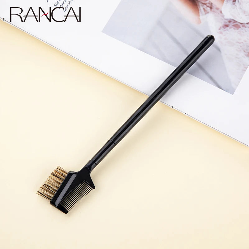 Double Headed Eyelash & Eyebrow Comb Makeup Brush - Wooden Handle