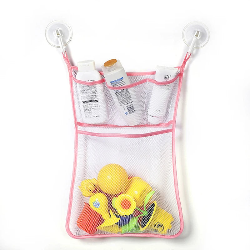 Baby Shower Mesh Bath Toy Storage Bag with Strong Suction Cups for Kids & Toddlers
