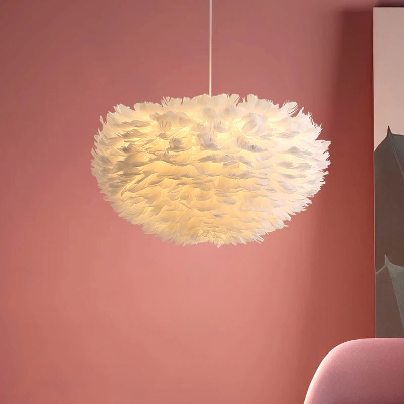 Large Goose Feather Chandelier for Living Room and Bedroom - Modern Lighting Fixture