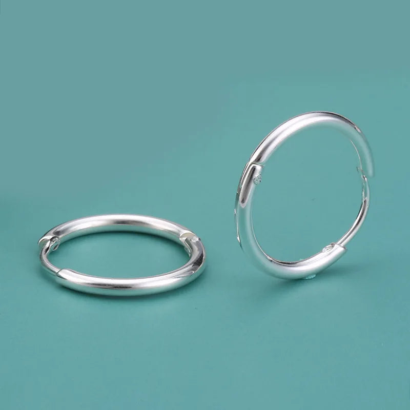 2mm Thin Silver Color Small Hoop Earrings Stainless Steel Anti-Allergic Ear Jewelry