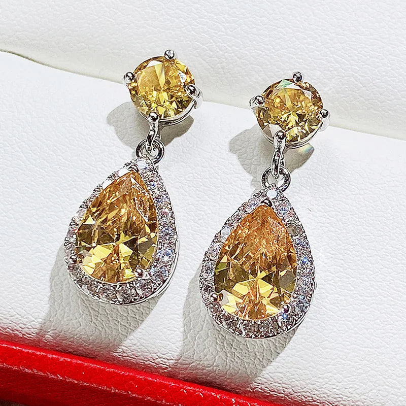 Elegant Female Dangle Earrings with Bright Cubic Zirconia Jewelry Gift for Women