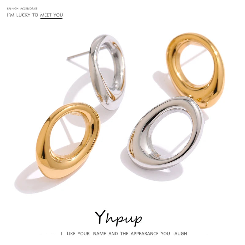 Minimalist Stainless Steel Hollow Stud Earrings Waterproof Jewelry for Women
