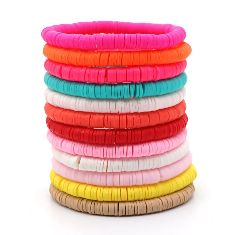 Handmade Colorful Polymer Clay Bracelets Boho Bead Jewelry for Men & Women