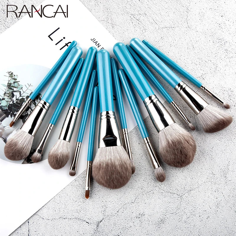 Professional 13-Piece Makeup Brush Set with Leather Bag - Soft Hair Cosmetic Tools