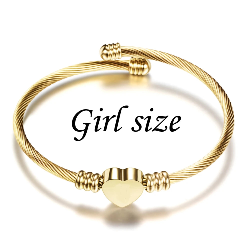Personalized Kids Initial Bracelets - Tiny Letter Custom Bangles for Babies, Multiple Metal Colors
