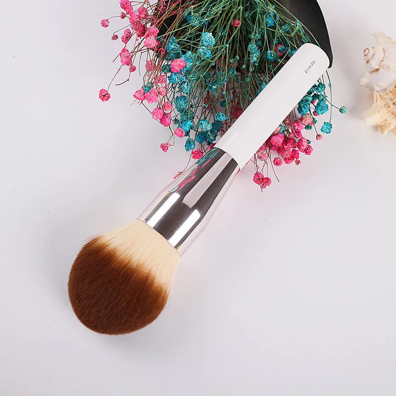 Large Powder Makeup Brush with White Handle Synthetic Hair Contour Brush