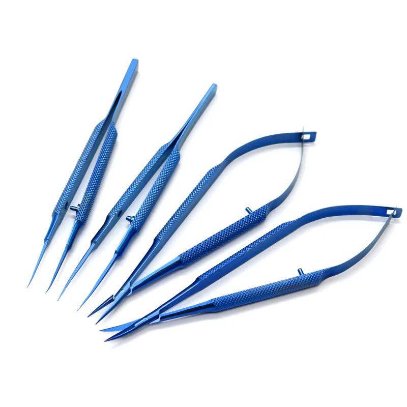 Titanium Microsurgical Instruments Kit with Scissors Needle Holders Forceps - 14cm