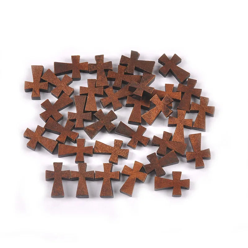 50pcs Wooden Cross Beads for Jewelry Making Craft Supplies Unfinished Pendant