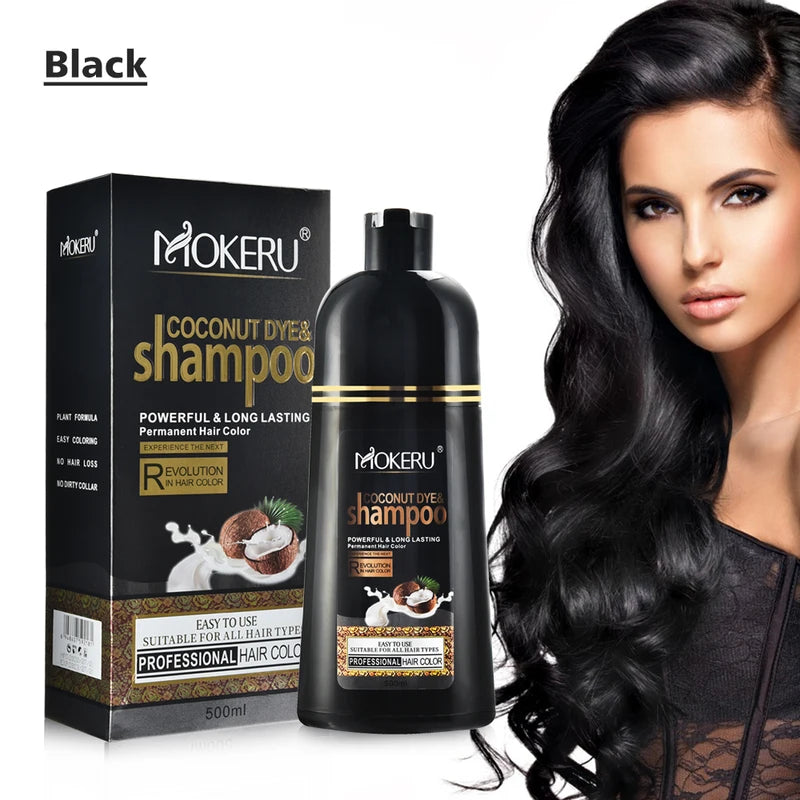 Black Hair Shampoo - Organic Permanent Hair Dye for Men and Women, 5-Minute Quick Dye