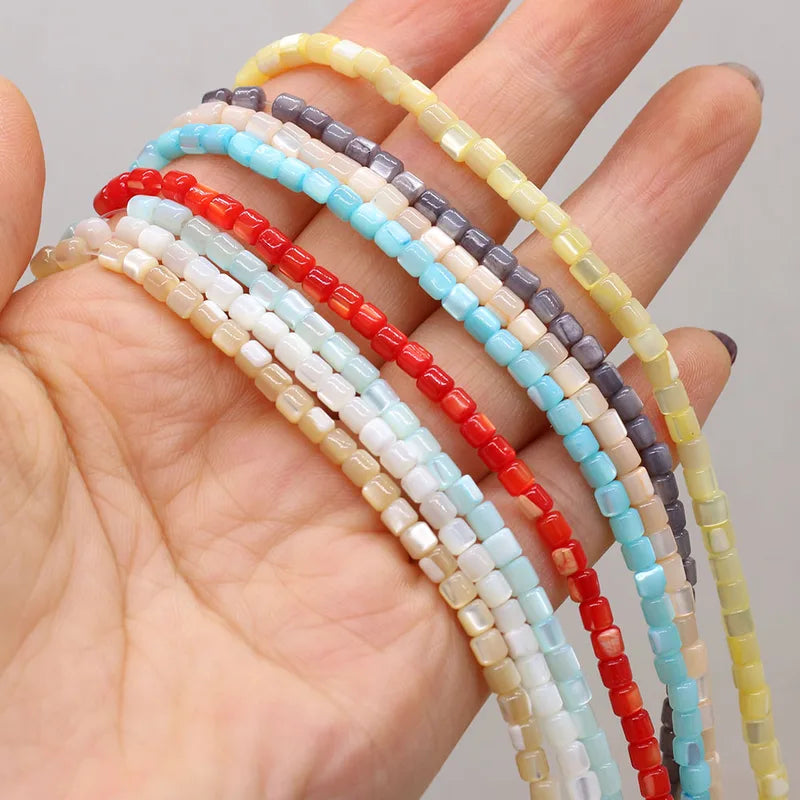 Natural Freshwater Shell Beads 3.5mm Cylindrical Loose Jewelry Making Supplies