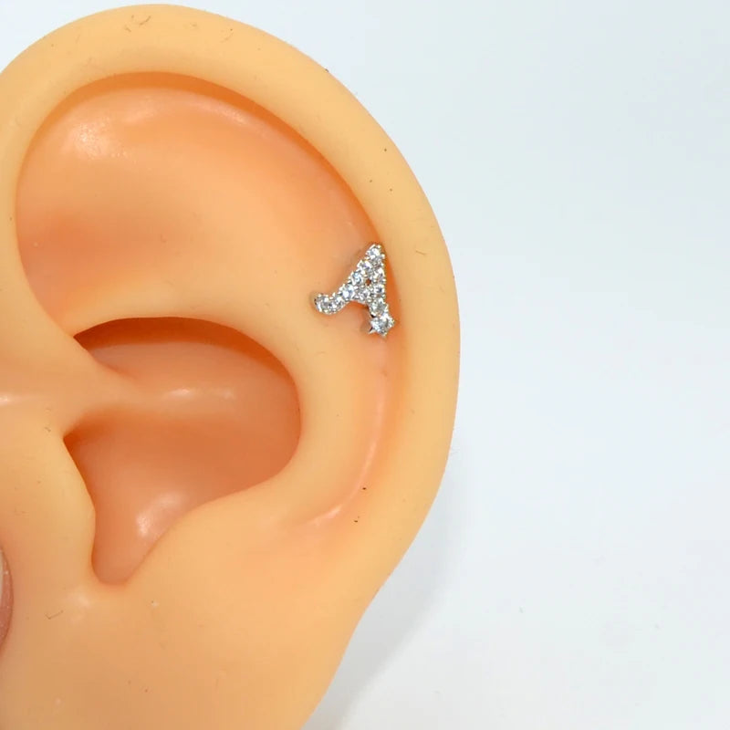 Letter of the Alphabet Zircon Stud Earrings - Surgical Steel, Fashion Jewelry for Women