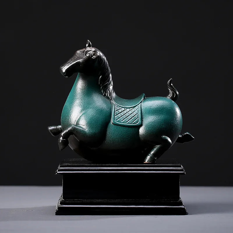 Chinese-Style Ceramic Pony Ornaments Home Decor Study Room Crafts Living Room Figurines
