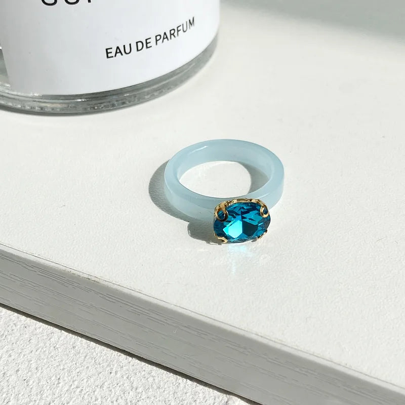 Colorful Zircon Resin Ring for Women - Sweet Birthday Jewelry Gift