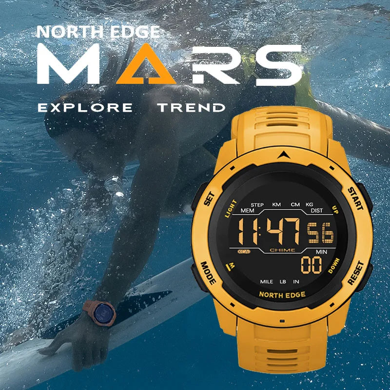 Digital Sports Watch for Men and Women Waterproof 50m with Pedometer & Dual Time