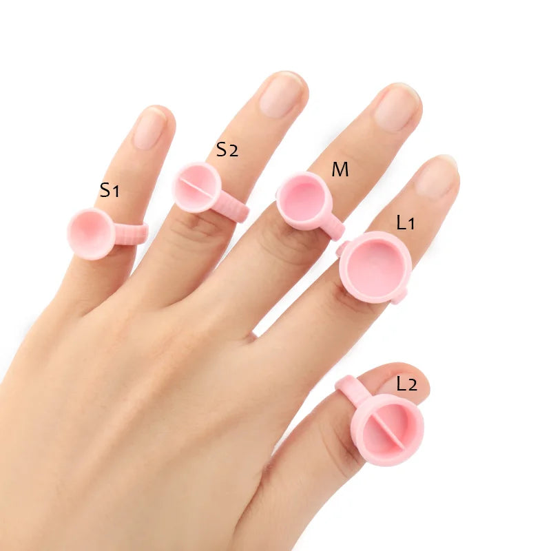 Disposable Plastic Glue Rings for Permanent Makeup and Lash Extensions - 100pcs