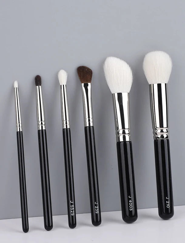 Set of Small Angled & Pointed Makeup Brushes for Contour & Eyeshadow - Multiple Handle Colors