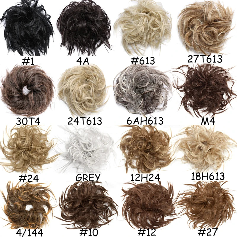 Messy Hair Bun Piece for Women - Fluffy Tousled Updo Scrunchie - Synthetic Wavy Hair Extension