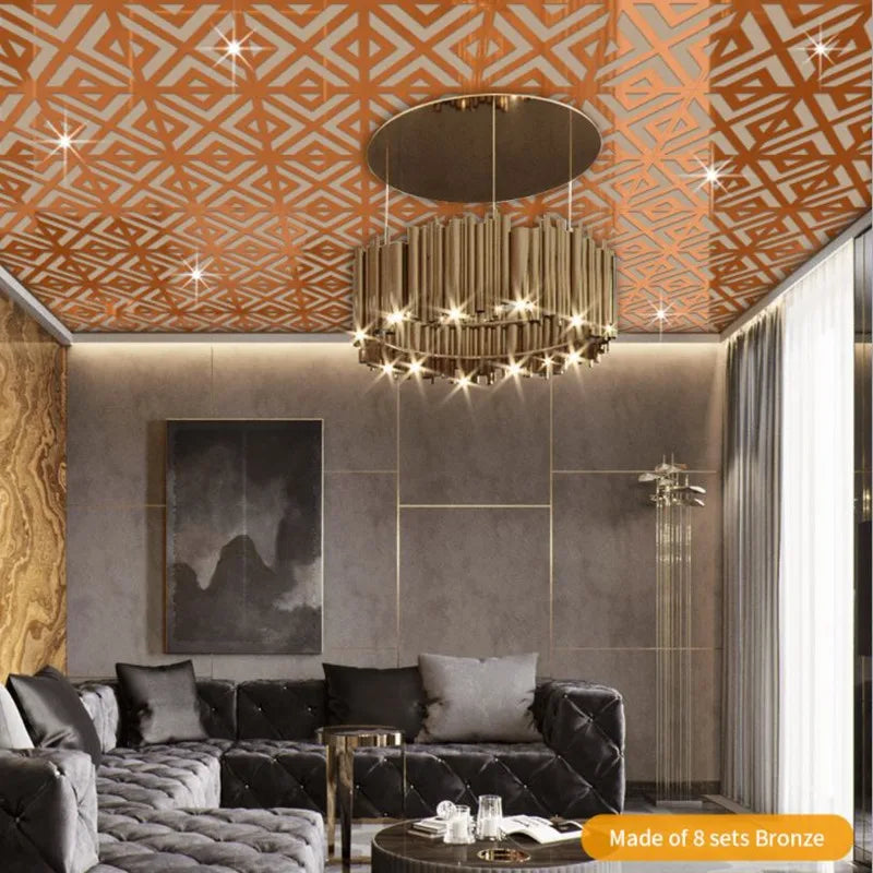 12Pcs 28x28cm 3D Mirror Wall Stickers Self-Adhesive Home Decor for Bedroom & Living Room