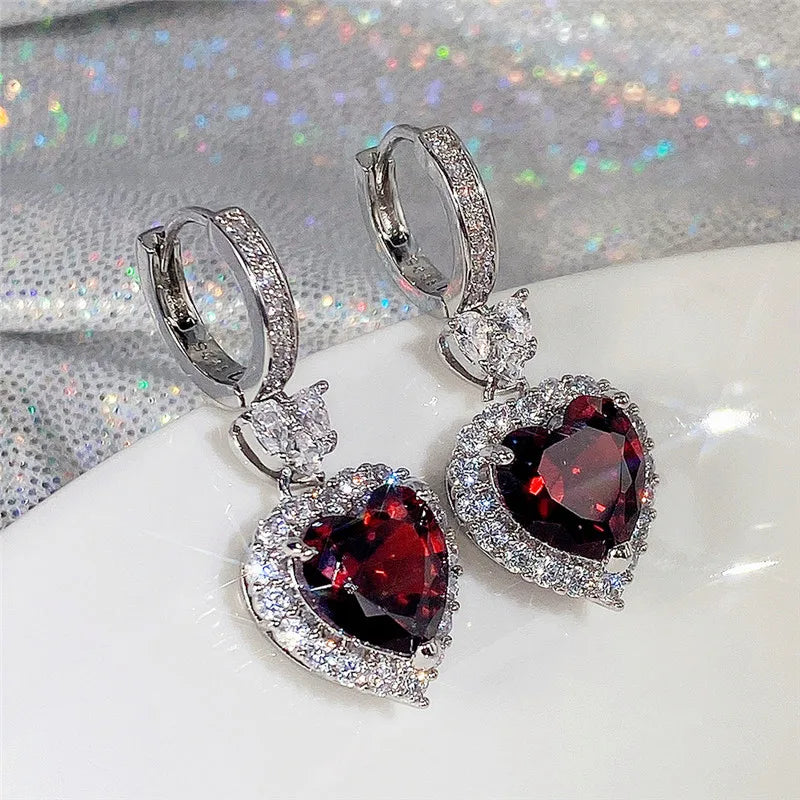 Heart-Shaped Cubic Zirconia Wedding Earrings for Women - Eternity Love Jewelry