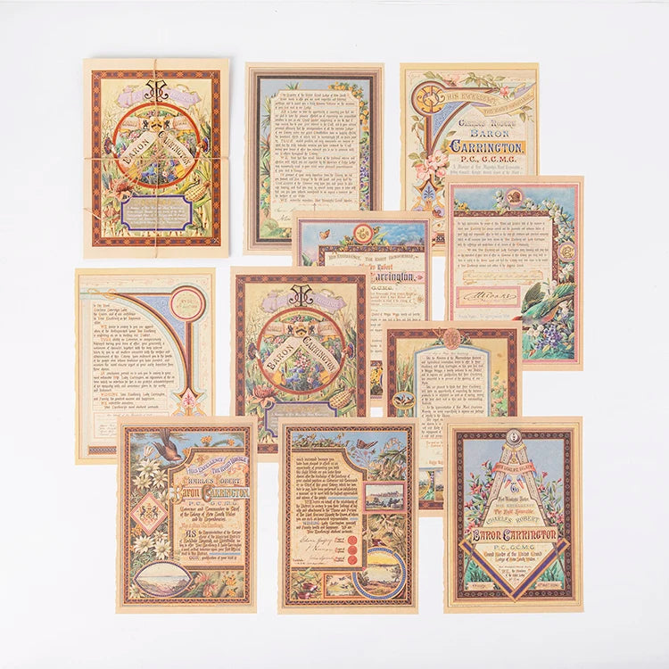 10 Pcs Vintage Old Book Page Scrapbooking Paper Decorations DIY Retro Backgrounds