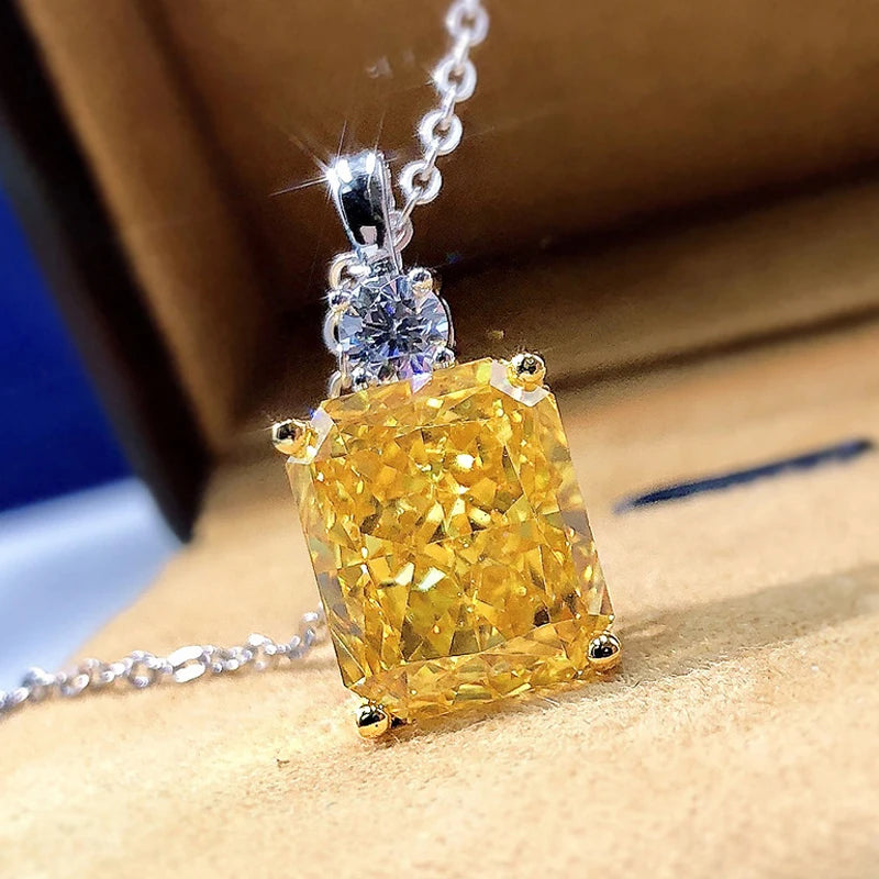 Yellow Cubic Zirconia Pendant Necklace for Women, 45cm Delicate Jewelry Gift