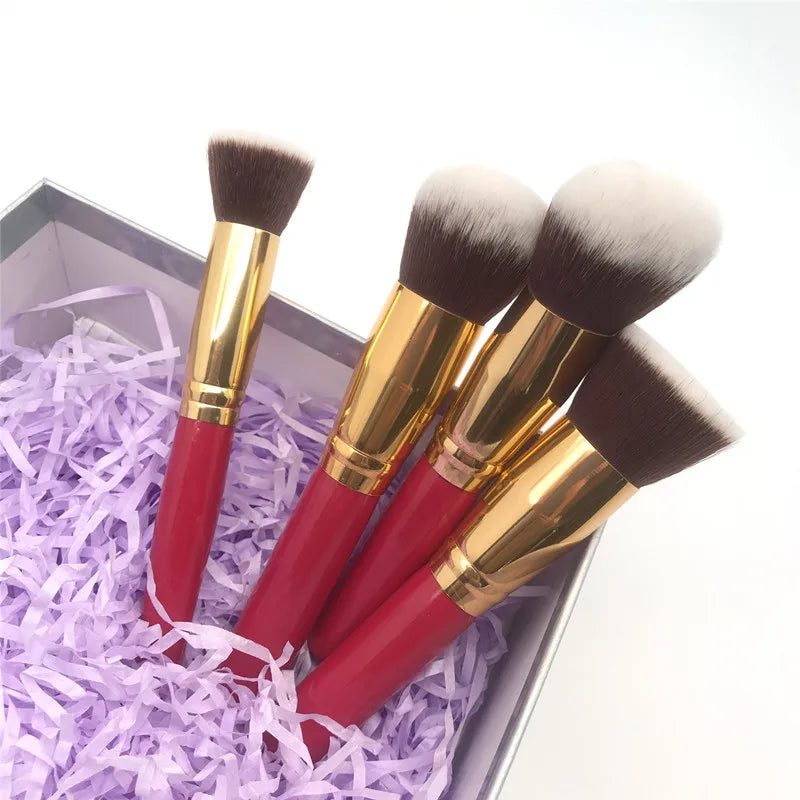 4PCS Makeup Brush Set - Professional Synthetic Face Brushes for Beauty