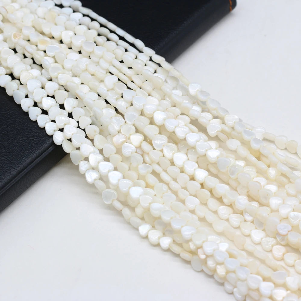 Natural Shell Beads Heart Shape Loose Spacer Beads for Jewelry Making - 6mm