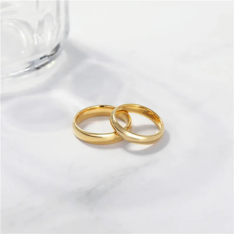 Gold Tungsten Wedding Ring Set for Couples - Custom Engraving Men Women 2-8mm