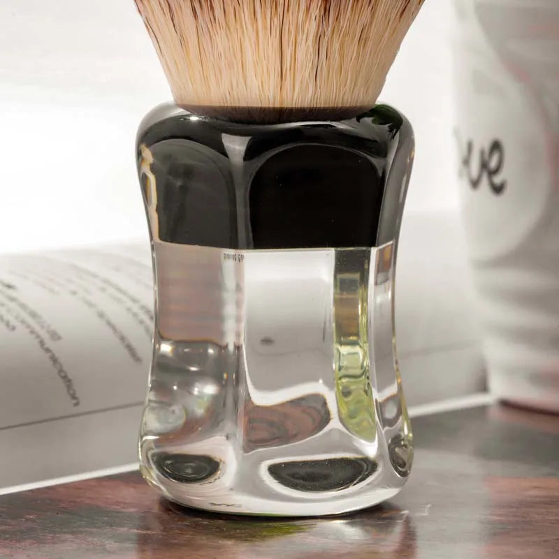 Synthetic Hair Shaving Brush with Clear Handle - Men Wet Shaving Accessory