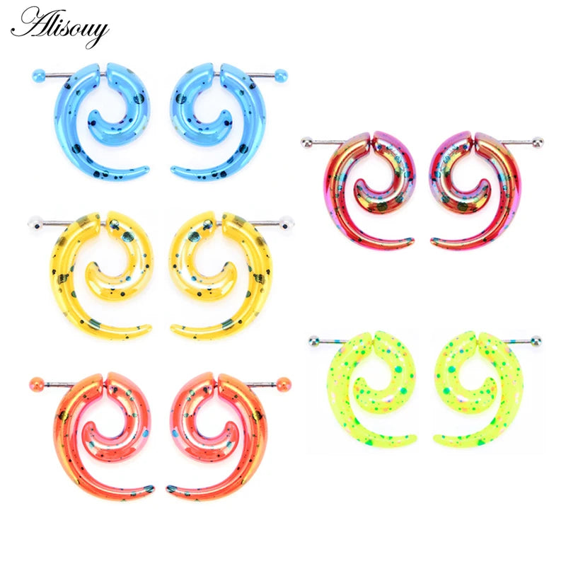 2pcs Acrylic Spiral Ear Taper Fake Gauge Body Jewelry Expanders Plugs & Tunnel