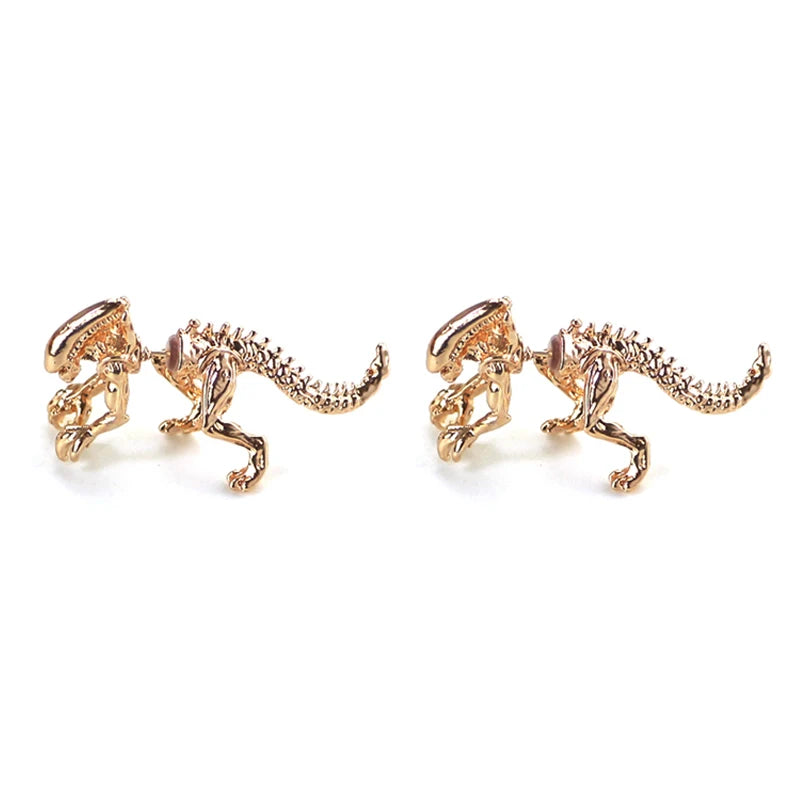 Alien Earrings for Women - 3D Dinosaur Stud Earrings Black Enamel Jewelry