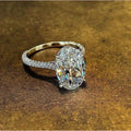 Oval 4ct Lab-Created Diamond CZ Engagement Ring - Sterling Silver Wedding Band for Women