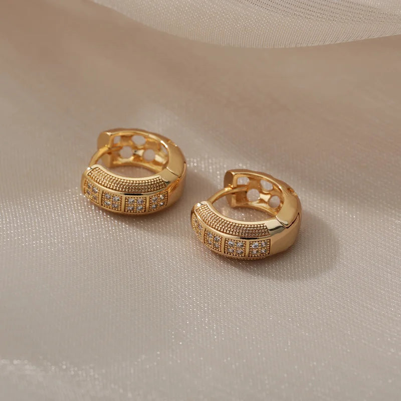 Stainless Steel Cubic Zirconia Hoop Earrings for Women Girls Party Jewelry