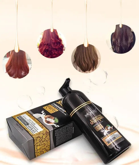 500ml Natural Coconut Oil Hair Dye Shampoo - Instant Permanent Hair Color