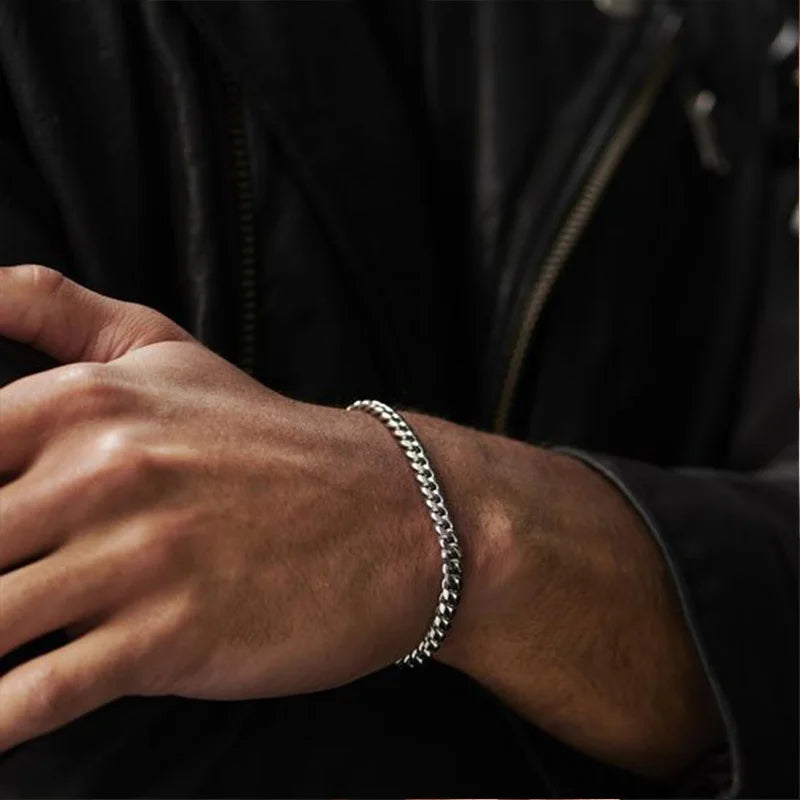 Men's Chunky Miami Curb Chain Bracelet - Stainless Steel Cuban Link Jewelry