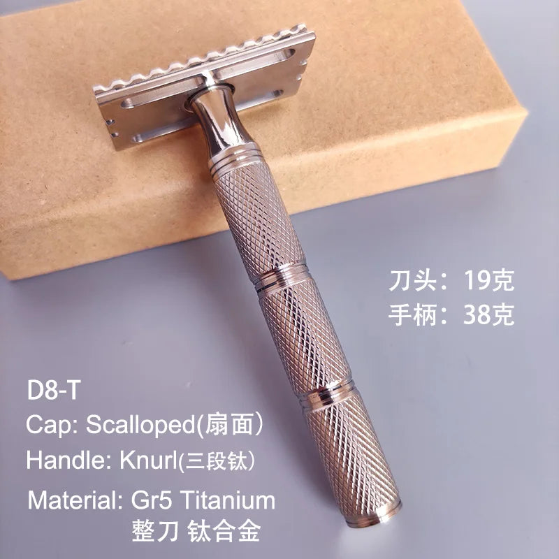 316L Stainless Steel Safety Razor Handle - Knurl Grip, Durable Shaving Accessory